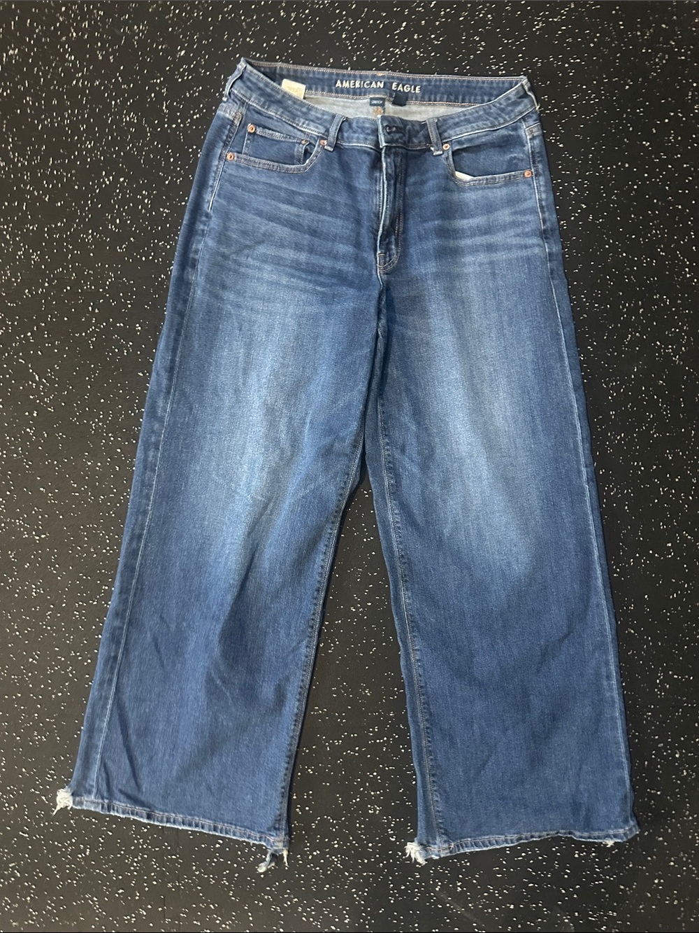 American Eagle Outfitters Distressed Wide Leg Blue Jeans